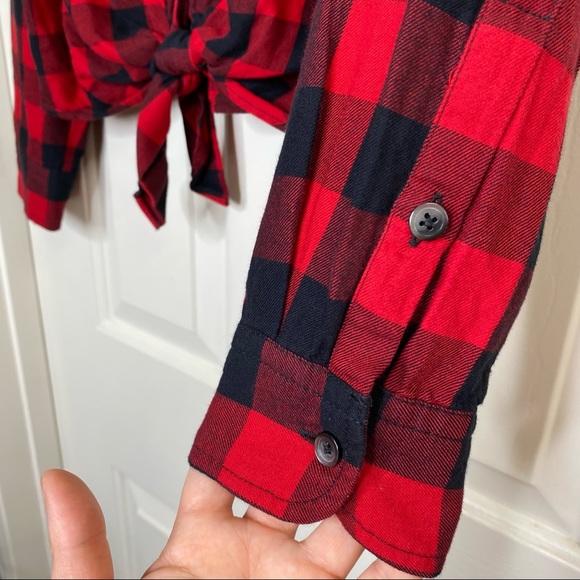 MADEWELL Buffalo Plaid Front Knot Flannel Shirt M - Picture 9 of 12
